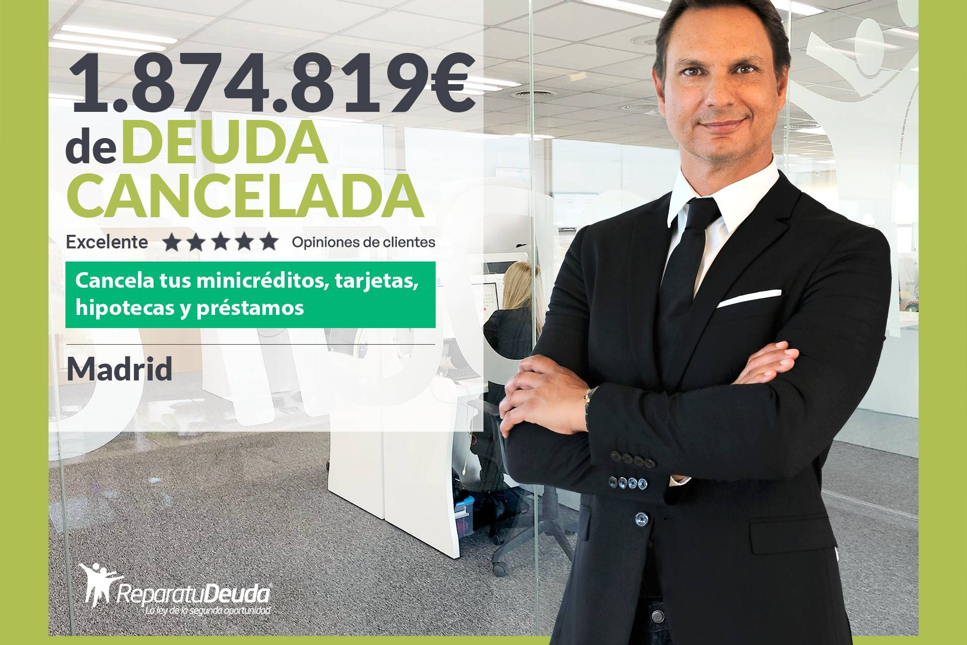 Repara tu Deuda Abogados cancela 1.874.819 € en Madrid con la Ley de Segunda Oportunidad