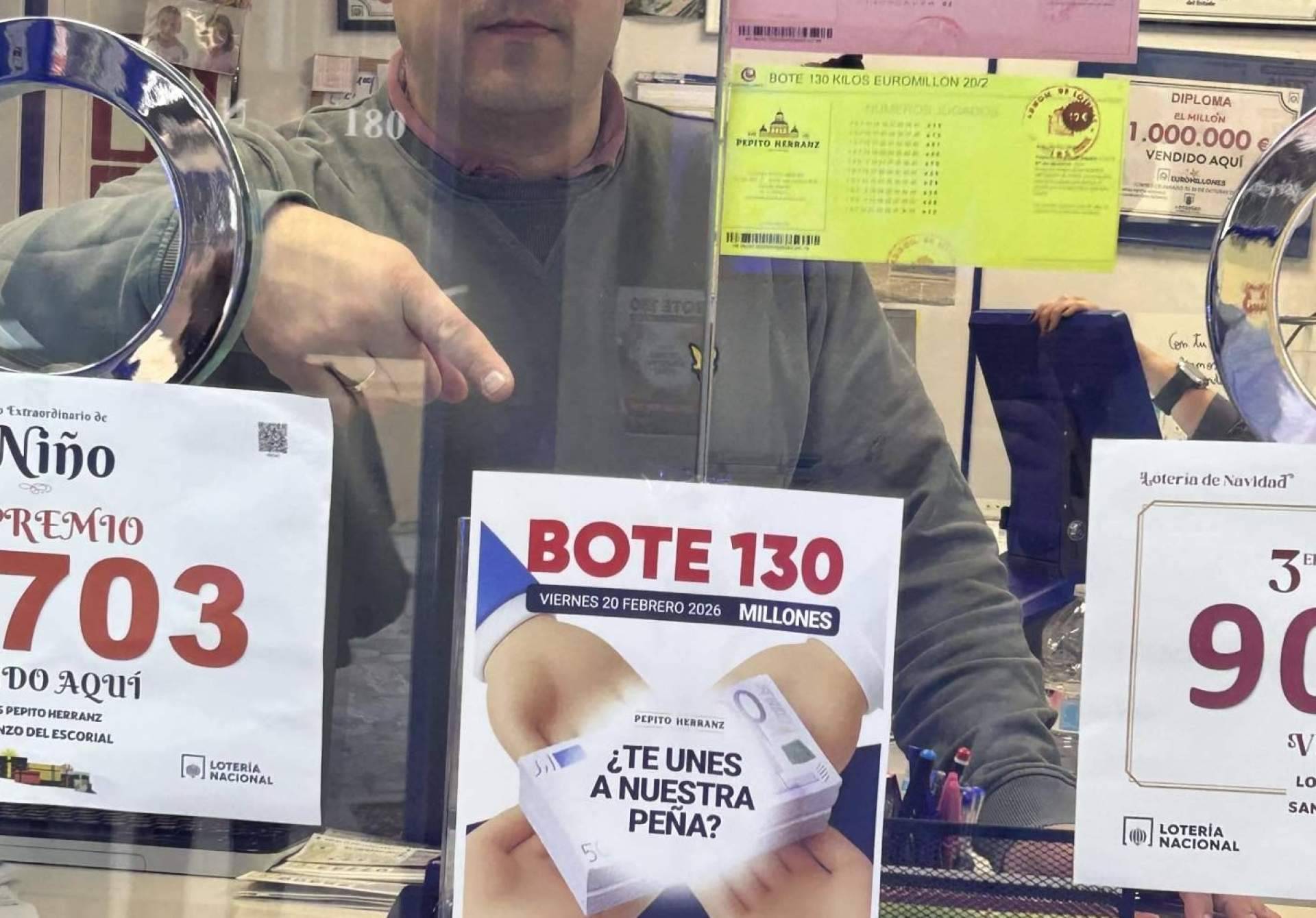Peña conjunta para el bote Euromillones de 130 millones organizada por Loterías Pepito Herranz