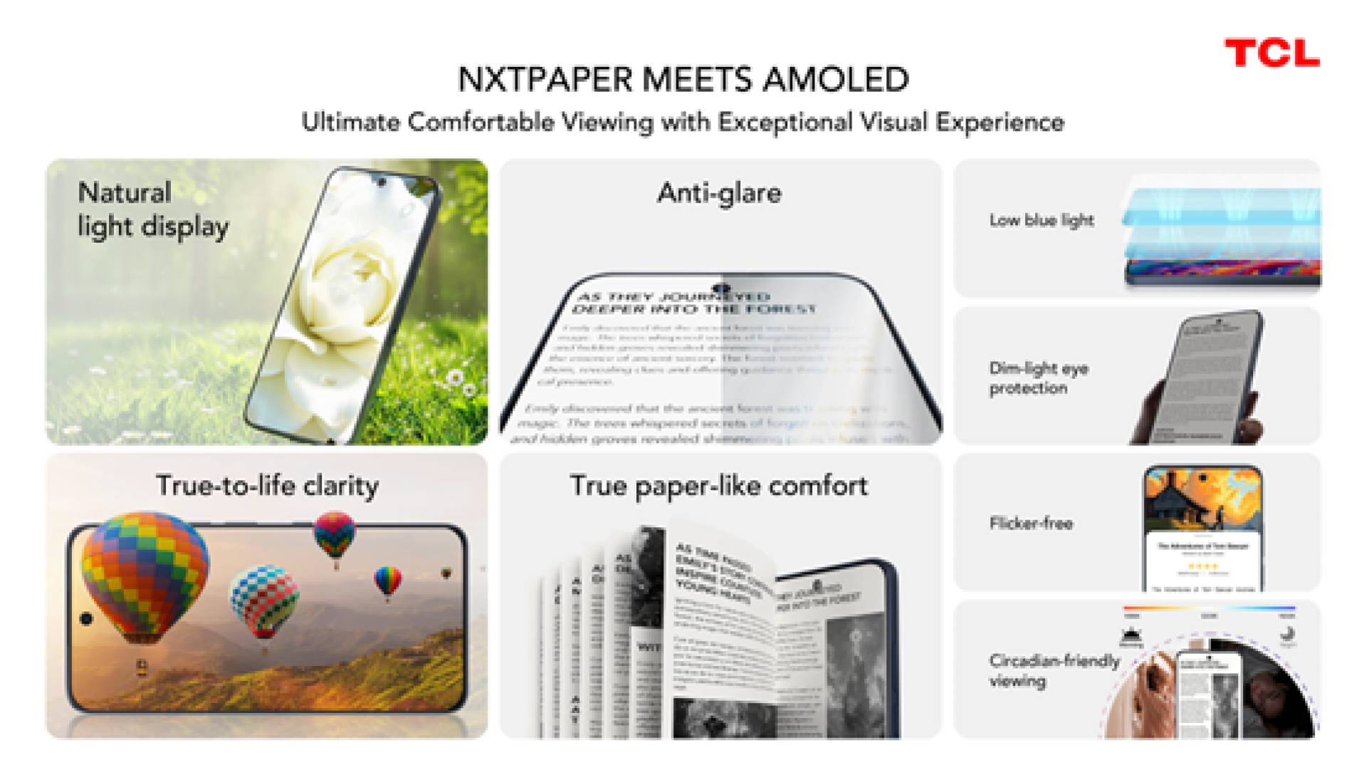 TCL presenta la nueva generación de tecnología NXTPAPER en AMOLED y redefine el confort visual y la excelencia en pantallas móviles